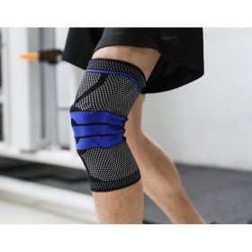 Sports Running Fitness Protection Knee Pads Brace Strap (Option: Black Blue apair-M)