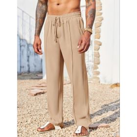 Slacks, Trendy Slacks, Men's Trousers, Men's Trousers, Long Pants, Straight Pants, Corduroy Slacks, Corsets, Anti-wrinkle Slacks, Cropped Pants, (Option: Beige-S)