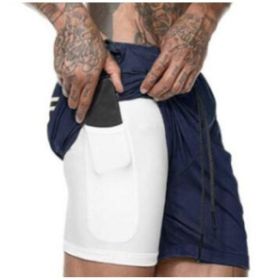 Pocket Compression Shorts (Option: Navy Blue-XL)