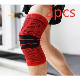 Sports Running Fitness Protection Knee Pads Brace Strap (Option: Red anti slip a pair-L)