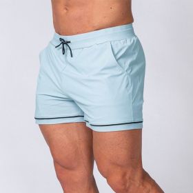 Fitness Quick-drying Sport Running Training Outdoor Beach Shorts (Option: Light Blue-M)