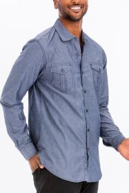 Weiv Men's Casual Long Sleeve Shirts (Color: Grey, size: L)