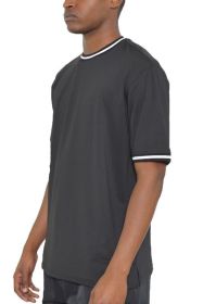 Micromesh Round Neck Tshirt (Color: Black, size: S)