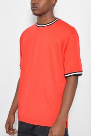 Micromesh Round Neck Tshirt (Color: Red, size: M)