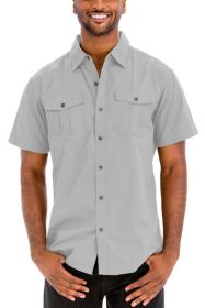 Weiv Two Chest Pocket Button Down Shirt (Color: Grey, size: XL)