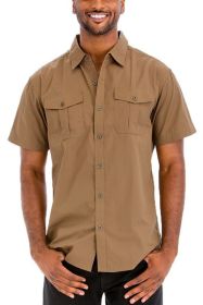 Weiv Two Chest Pocket Button Down Shirt (Color: TIMBER, size: M)