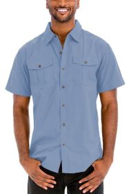 Weiv Two Chest Pocket Button Down Shirt (Color: SKY, size: M)