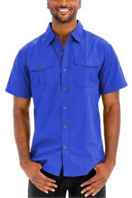 Weiv Two Chest Pocket Button Down Shirt (Color: ROYAL, size: M)