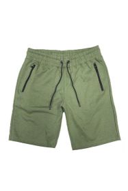 COTTON BLEND LOUNGE SWEAT SHORTS (Color: Olive, size: S)