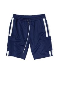 Two Stripe Cargo Pouch Shorts (Color: NAVY WHITE, size: S)