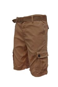 Weiv Mens Belted Cargo Shorts with Belt (Color: Mocha, size: 36)