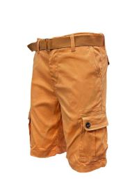 Weiv Mens Belted Cargo Shorts with Belt (Color: RUST, size: 34)