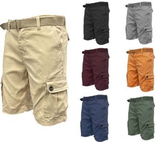 Weiv Mens Belted Cargo Shorts with Belt (Color: Dark Grey, size: 40)