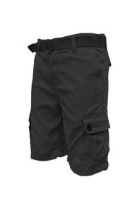 Weiv Mens Belted Cargo Shorts with Belt (Color: Black, size: 30)