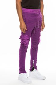 Heathered Cotton Blend Joggers (Color: Purple, size: 3XL)