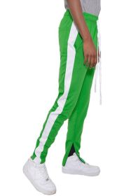 SLIM SKINNY STRIPE DESIGN TRACK PANT JOGGERS (Color: KELLY WHITE, size: L)