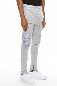 Heathered Cotton Blend Joggers (Color: Grey, size: 3XL)