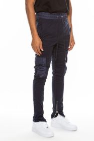 Heathered Cotton Blend Joggers (Color: Navy, size: 3XL)