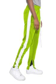 SLIM SKINNY STRIPE DESIGN TRACK PANT JOGGERS (Color: lime white, size: 2XL)