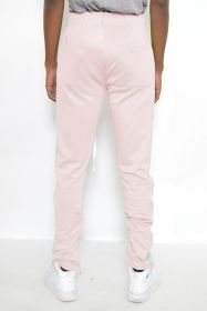 SLIM SKINNY STRIPE DESIGN TRACK PANT JOGGERS (Color: pink white, size: S)