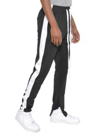 SLIM SKINNY STRIPE DESIGN TRACK PANT JOGGERS (Color: BLACK WHITE, size: S)