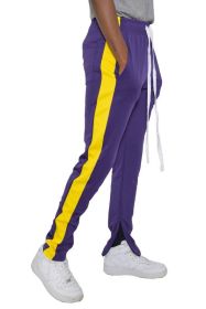 SLIM SKINNY STRIPE DESIGN TRACK PANT JOGGERS (Color: PURPLE YELLOW, size: 3XL)