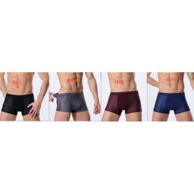 Ice silk men's underwear mesh boxer (Option: Set2-L)