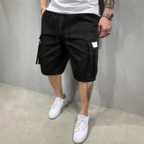 Men's Summer Korean Style Trendy Sports Casual Shorts (Option: M-Black)