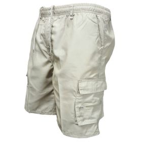 Men's Casual Working Pants Shorts Loose Summer Outdoor Workout Pants (Option: Beige-L)